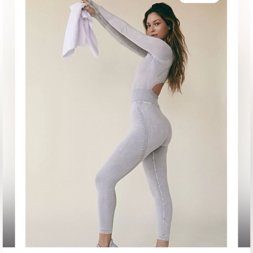 Free People Movement Good Karma Long Sleeve Onesie in Iced Gray NWOT XS/S